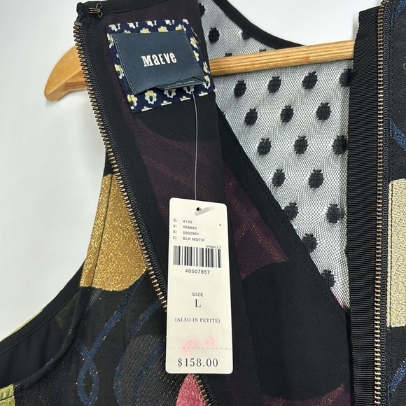 Anthropologie Maeve Tilde Jacquard Mixed Media Dress Sleevless Size L NWT - Picture 6 of 8